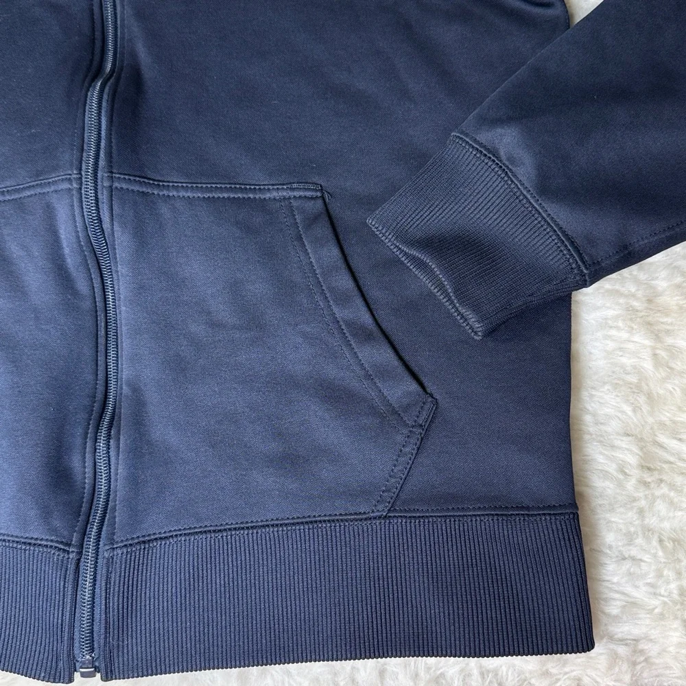 Abercrombie & Fitch Track‎ Jacket Spellout Womens M Navy Full Zip Athletic Read